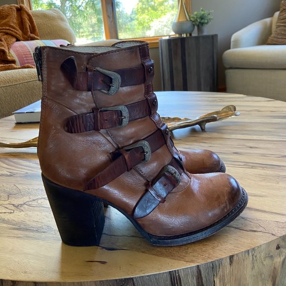 Freebird by Steven Shoes - Freebird By Steven Bates leather boots grunge Discontinued SZ 9